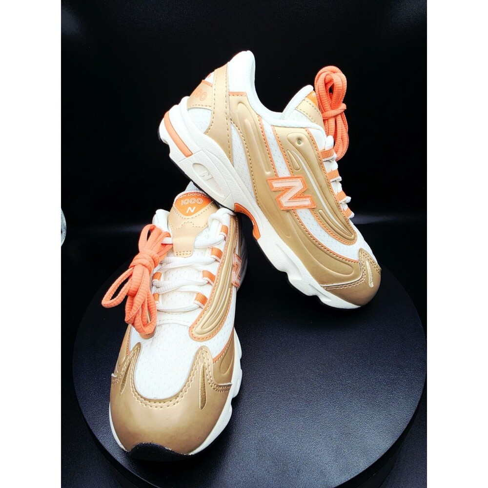 New Balance 1000 Unisex Kids Low Top Lace-Up Sneakers White/Gold Size US 2.5 - Picture 4 of 7
